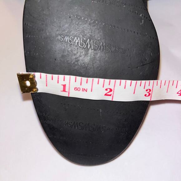 Stuart Weitzman Black Suede Chain Bow & Pleats Wedge Heel Size 5.5 - Picture 6 of 8